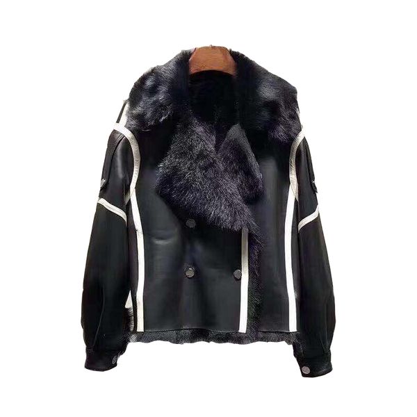 100% real tuscany fur coat female short leather motorcycle jacket loose wool fur coat was thin, Tan;black
100% real tuscany fur coat female short leather motorcycle jacket loose wool fur coat was thin, Tan;black