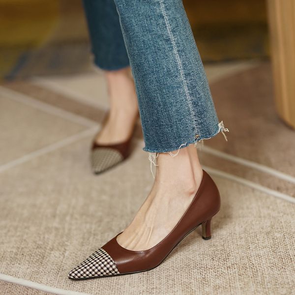 womens genuine leather fabric patchwork pointed toe slip-on pumps thin high heel elegant ladies ol style comfortable dress shoe, Black
womens genuine leather fabric patchwork pointed toe slip-on pumps thin high heel elegant ladies ol style comfortable dress shoe, Black
