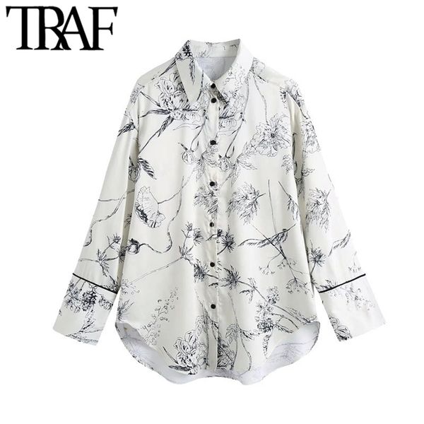 traf women fashion floral print loose asymmetric blouses vintage long sleeve button-up female shirts blusas chic 210719, White
traf women fashion floral print loose asymmetric blouses vintage long sleeve button-up female shirts blusas chic 210719, White