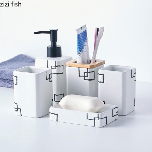 bath accessory set square ceramics bathroom five-piece yellow white mouthwash cup toothbrush soap dish lotion bottle toiletries
bath accessory set square ceramics bathroom five-piece yellow white mouthwash cup toothbrush soap dish lotion bottle toiletries