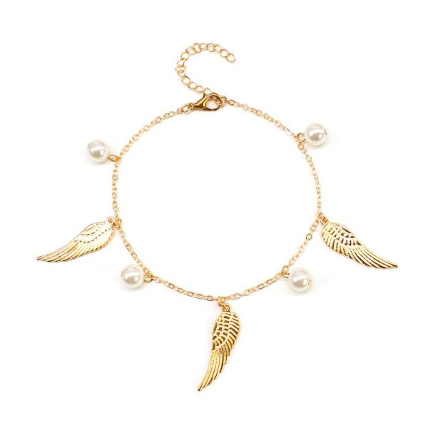 link, chain 2021 foot accessories bohemian fashion pearl anklet female personality alloy wing ankle ring party birthday gift wholesale, Black
link, chain 2021 foot accessories bohemian fashion pearl anklet female personality alloy wing ankle ring party birthday gift wholesale, Black