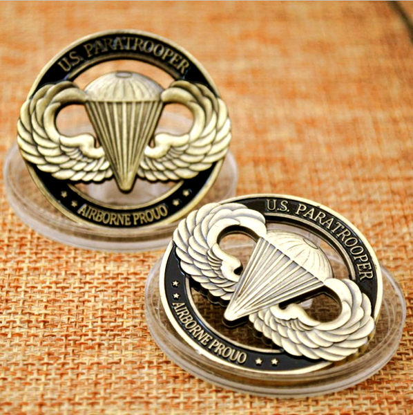 50pcs non magnetic american army metal craft commemorative coin us paratrooper 1oz bronze plated challenge coins with capsule for collection
50pcs non magnetic american army metal craft commemorative coin us paratrooper 1oz bronze plated challenge coins with capsule for collection