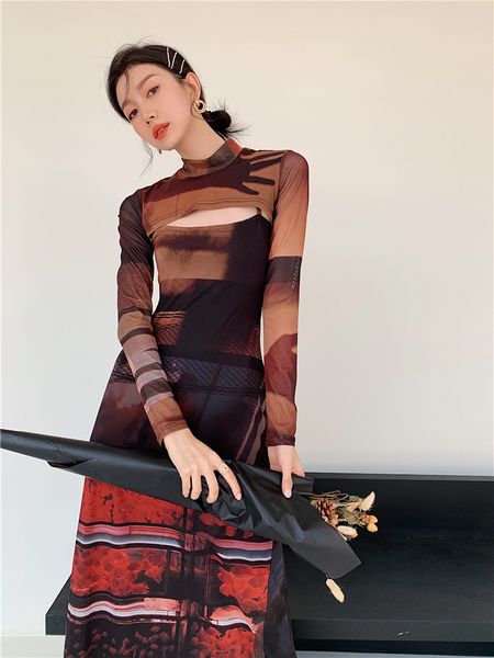 2021 new 2 piece mesh sleeve punk women turtleneck long midi bodycon ladies runway fashion designer clothes vsdw, Black;gray
2021 new 2 piece mesh sleeve punk women turtleneck long midi bodycon ladies runway fashion designer clothes vsdw, Black;gray