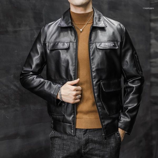 men's fur & faux fashion 2021 autumn turn down collar front pockets slim fit pu leather motorcycle jackets men clothing long sleeve cas, Black
men's fur & faux fashion 2021 autumn turn down collar front pockets slim fit pu leather motorcycle jackets men clothing long sleeve cas, Black
