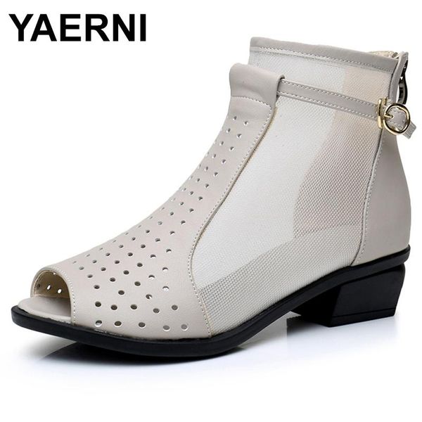 boots yaerni genuine leather summer ankle for women fashion cut-outs mesh zip sandals ladies peep toe med heels shoes woman, Black
boots yaerni genuine leather summer ankle for women fashion cut-outs mesh zip sandals ladies peep toe med heels shoes woman, Black