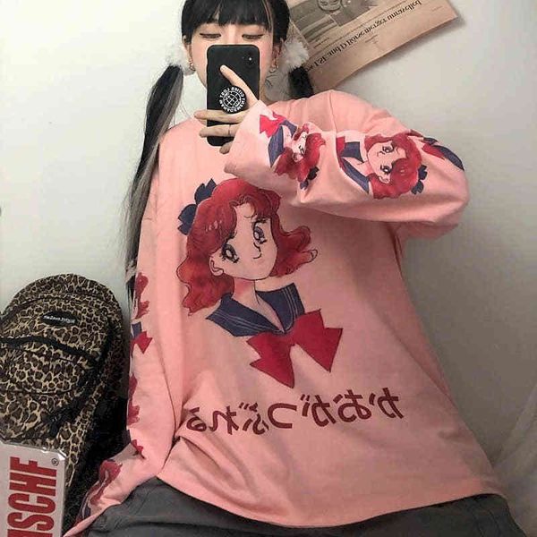 female t-shirt korean autumn in cartoon animation two-dimensional impression of long sleeves student loose shirt lazy webj, White
female t-shirt korean autumn in cartoon animation two-dimensional impression of long sleeves student loose shirt lazy webj, White