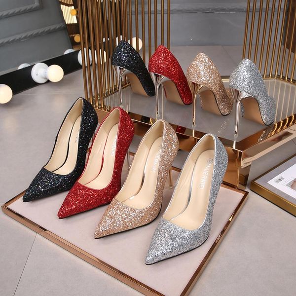2021 new both women's fashion metal shallow mouth pointed only stiletto shoes ladies sequins size big heels high r03e, Black
2021 new both women's fashion metal shallow mouth pointed only stiletto shoes ladies sequins size big heels high r03e, Black
