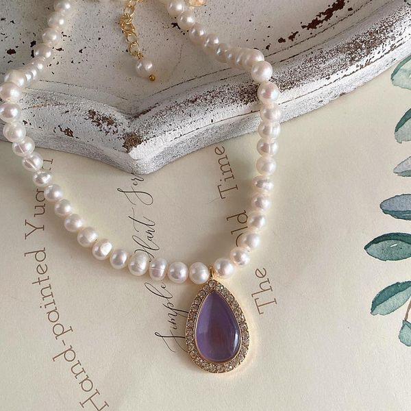 pendant necklaces fflacell vintage elegant temperament freshwater pearl opal rhinestone inlaid women necklace party gift accessories, Silver
pendant necklaces fflacell vintage elegant temperament freshwater pearl opal rhinestone inlaid women necklace party gift accessories, Silver