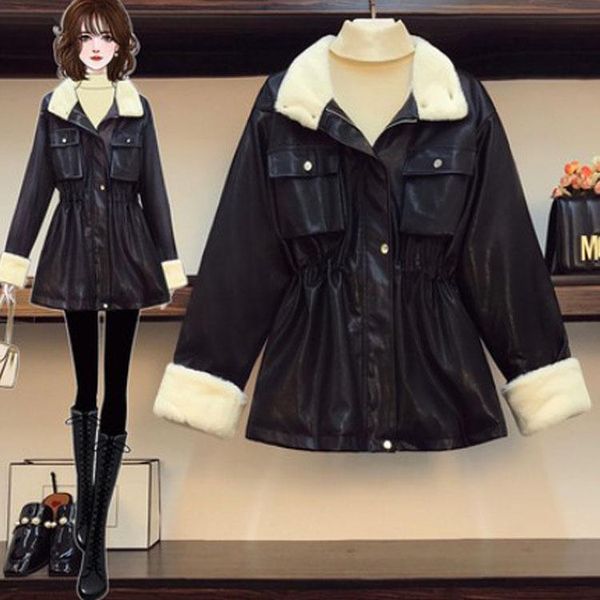 women's jackets woman jacket large size clothing with fur plus velvet thickening waist slimming locomotive pu leather, Black;brown
women's jackets woman jacket large size clothing with fur plus velvet thickening waist slimming locomotive pu leather, Black;brown