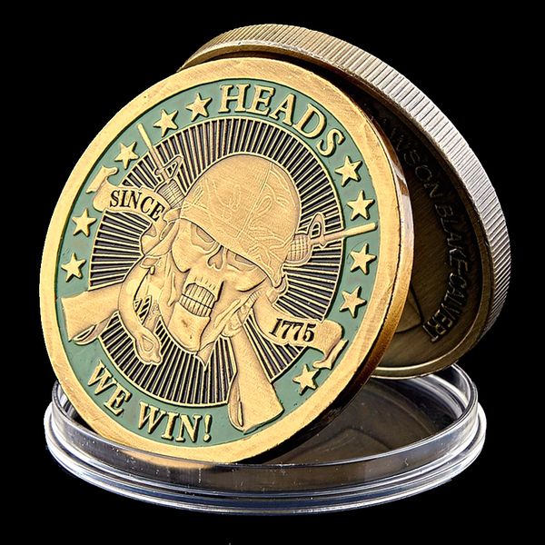 50pcs non magnetic 1775 tails you lose heads we win skull heroic soldier craft gold plated metal challenge souvenir coin gift
50pcs non magnetic 1775 tails you lose heads we win skull heroic soldier craft gold plated metal challenge souvenir coin gift