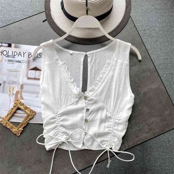 feminine lace v-neck sleeveless high waist slim drawstring short women fashion blouse m605 210527, White
feminine lace v-neck sleeveless high waist slim drawstring short women fashion blouse m605 210527, White