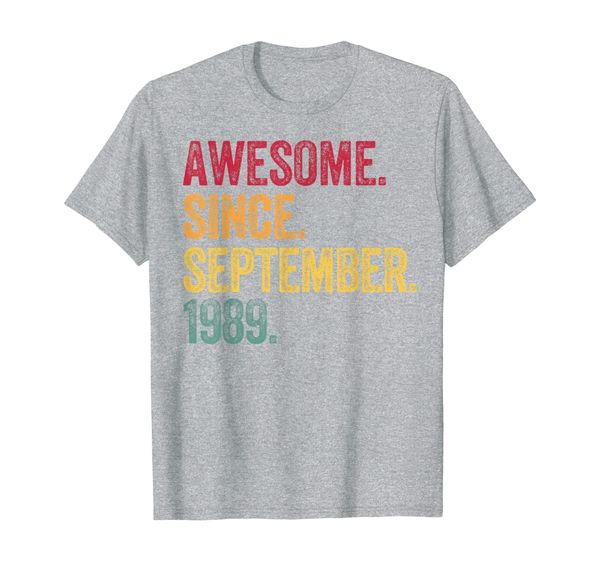 september 30th birthday gift awesome retro 30 years old 1989 t-shirt, White;black