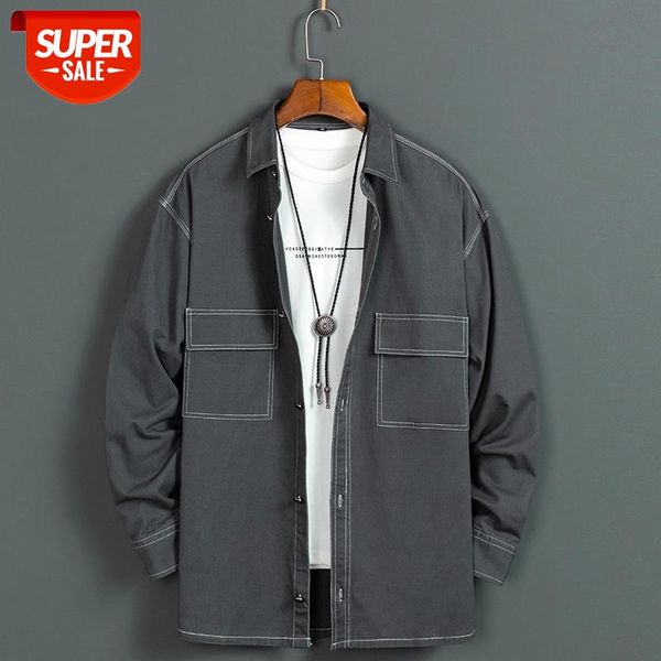 2020 spring autumn new men's pocket pure color simple wind shirt lapel long sleeve 100% cotton comfortable shirt #xp9f, White;black
2020 spring autumn new men's pocket pure color simple wind shirt lapel long sleeve 100% cotton comfortable shirt #xp9f, White;black