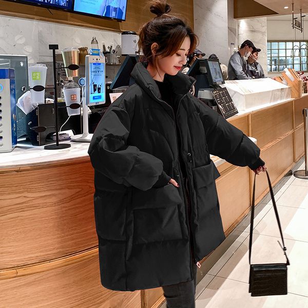 women's clothing 2021 winter new korean style jacket ladie stand-up collar long-sleeved loose waist warm cotton parka 93t7, Black
women's clothing 2021 winter new korean style jacket ladie stand-up collar long-sleeved loose waist warm cotton parka 93t7, Black