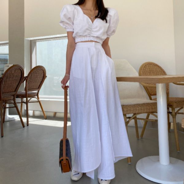 2021 new korean two women sleeve casual shirt crop high waist wide leg pants trousers suits female 2 piece set cil0, Blue
2021 new korean two women sleeve casual shirt crop high waist wide leg pants trousers suits female 2 piece set cil0, Blue