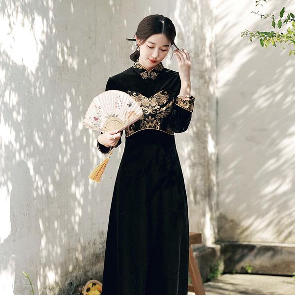 ethnic clothing velour vestidos improved cheongsams autumn winter classic mandarin collar qipao a-line casual oriental chinese dress gown, Red
ethnic clothing velour vestidos improved cheongsams autumn winter classic mandarin collar qipao a-line casual oriental chinese dress gown, Red