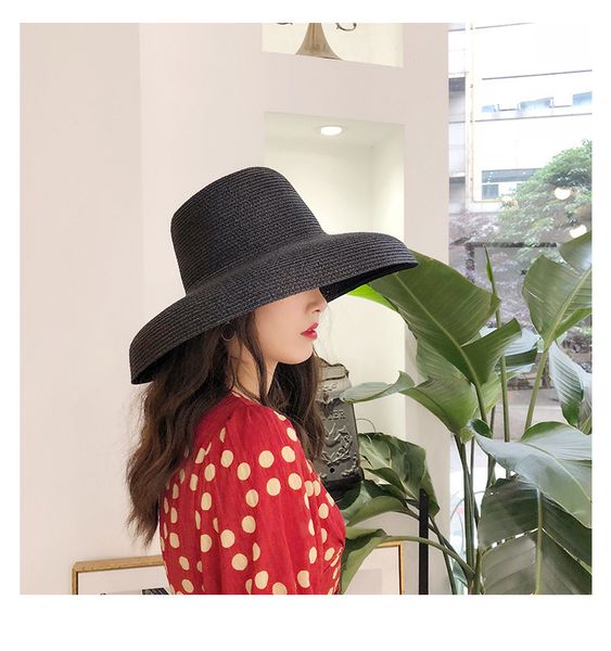 hepburn black straw sunshade hat sunscreen holiday beach women summer big brim sun hat, Blue;gray
hepburn black straw sunshade hat sunscreen holiday beach women summer big brim sun hat, Blue;gray