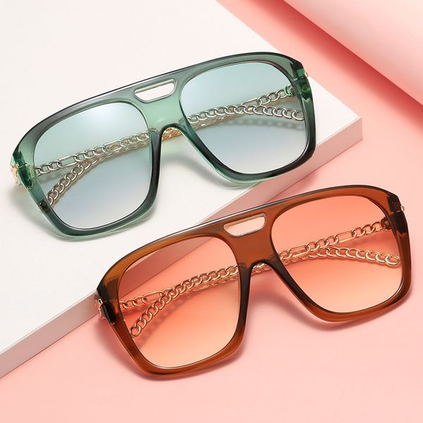 designer 2021 new women's fashion street sunglasses chain big frame double beam glasses, White;black
designer 2021 new women's fashion street sunglasses chain big frame double beam glasses, White;black