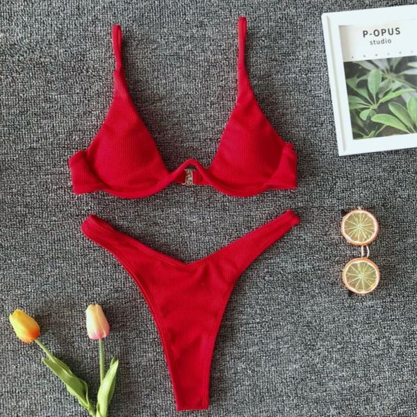 women's swimwear 2021 fashion women bikini set solid swimsuit back buckle push up padded bra+trunks panties summer beachwear, White;black
women's swimwear 2021 fashion women bikini set solid swimsuit back buckle push up padded bra+trunks panties summer beachwear, White;black
