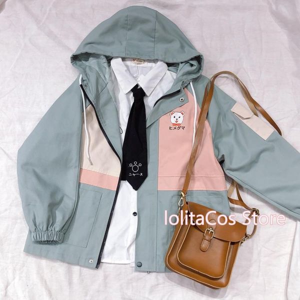 women's jackets soft girl japanese harajuku cute bear embroidery hooded coat young fashion patchwork student autumn zipper jacket, Black;brown
women's jackets soft girl japanese harajuku cute bear embroidery hooded coat young fashion patchwork student autumn zipper jacket, Black;brown