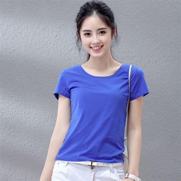 summer europe solid color t-shirts pure cotton women fashion short sleeve t-shirt slim casual all match tees street 210315, White
summer europe solid color t-shirts pure cotton women fashion short sleeve t-shirt slim casual all match tees street 210315, White