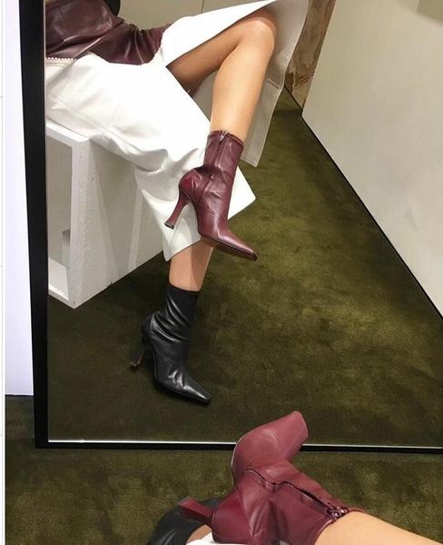 boots arrival vintage thin high heels ankle for woman ladies shoes pointed toe fashion genuine leather botas, Black
boots arrival vintage thin high heels ankle for woman ladies shoes pointed toe fashion genuine leather botas, Black