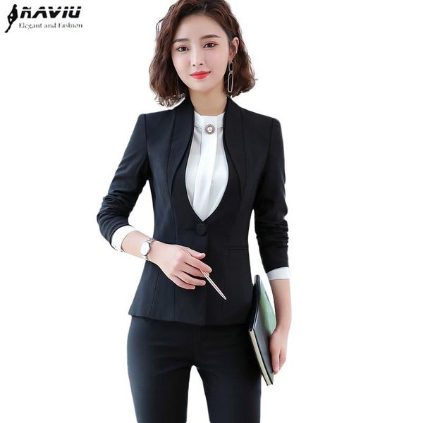 women's suits & blazers professional women pants business interview long sleeve slim blazer and office ladies formal work wear, White;black
women's suits & blazers professional women pants business interview long sleeve slim blazer and office ladies formal work wear, White;black