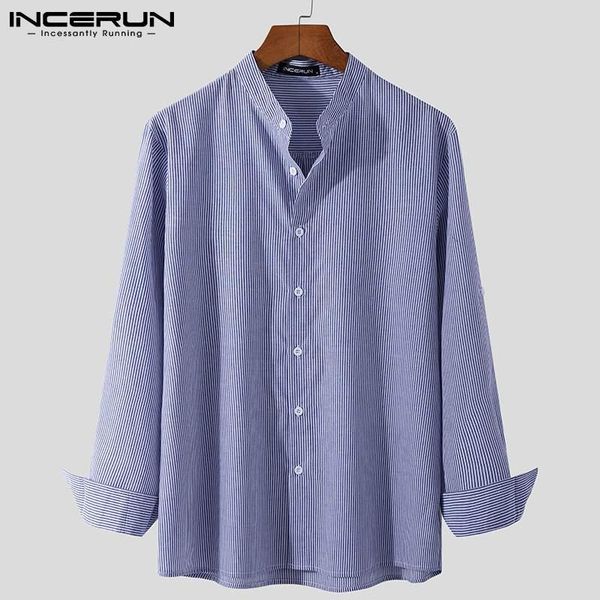 man casual blusas incerun 2021 fashion striped shirt men long sleeve stand collar blouse leisure button breathable camisa s-5xl, White;black
man casual blusas incerun 2021 fashion striped shirt men long sleeve stand collar blouse leisure button breathable camisa s-5xl, White;black