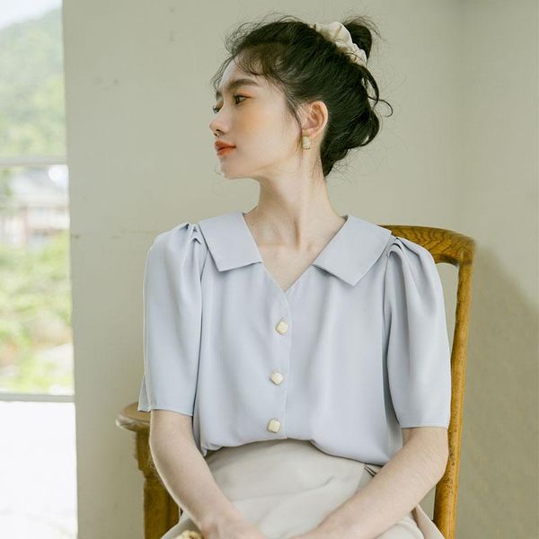 ailegogo new summer women casual v neck blouse vogue female loose turn down collar short sleeve beige single breasted shirt, White
ailegogo new summer women casual v neck blouse vogue female loose turn down collar short sleeve beige single breasted shirt, White