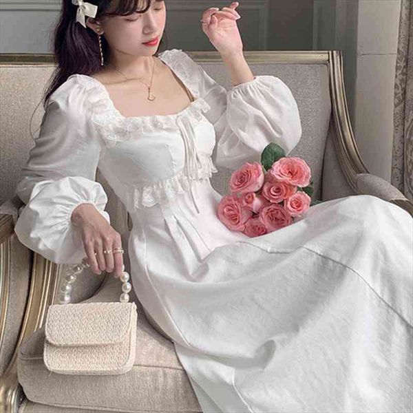 vintage elegant fairy princess womens dress white lace french retro square collar designer slim autumn clothes, Black;gray
vintage elegant fairy princess womens dress white lace french retro square collar designer slim autumn clothes, Black;gray
