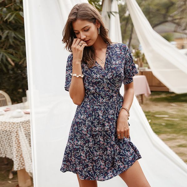 summer women's elegant floral print short a-line ladies v-neck high wasit knee-length holiday style 2021 new snks, Black;gray
summer women's elegant floral print short a-line ladies v-neck high wasit knee-length holiday style 2021 new snks, Black;gray