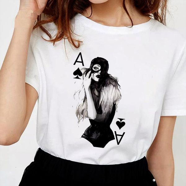 summer cards print personality womens t shirts harajuku aesthetics thin section white female clothing
summer cards print personality womens t shirts harajuku aesthetics thin section white female clothing