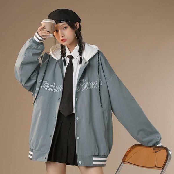 hanlu women's 2021 autumn winter new baseball women's fashion brand contrast fake two-piece hooded jacket, Black;brown
hanlu women's 2021 autumn winter new baseball women's fashion brand contrast fake two-piece hooded jacket, Black;brown