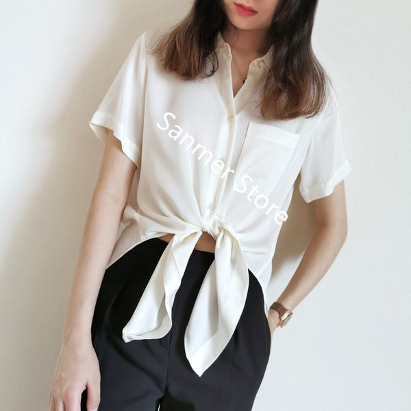 2021 new mulher atada manga curta camisa cor slida 100% polister turn-down collar nico bolso botes escritrio senhora g897, White
2021 new mulher atada manga curta camisa cor slida 100% polister turn-down collar nico bolso botes escritrio senhora g897, White
