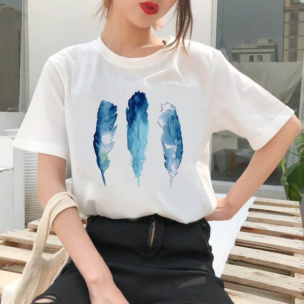 women's t-shirt t-shir feather clothing printed fashion graphic t- shirt kawaii camisas, White
women's t-shirt t-shir feather clothing printed fashion graphic t- shirt kawaii camisas, White
