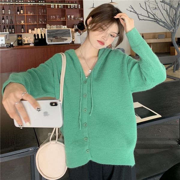 women's knits & tees spring and autumn loose lazy style hooded knitted cardigan sweater women, White
women's knits & tees spring and autumn loose lazy style hooded knitted cardigan sweater women, White