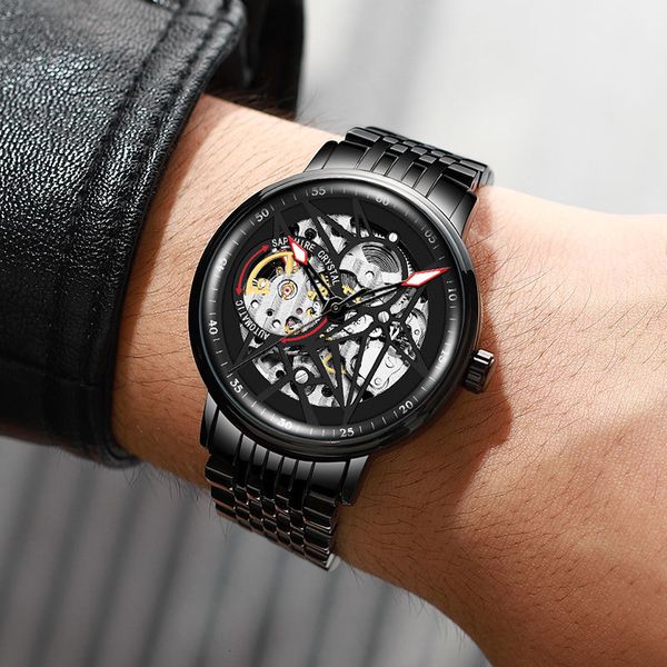 men automatic watch skeleton mechanical watches fire luxury 30m waterproof sports male relogios masculino, Slivery;brown
men automatic watch skeleton mechanical watches fire luxury 30m waterproof sports male relogios masculino, Slivery;brown