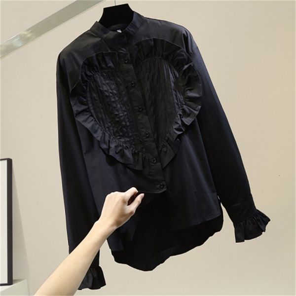 white female blouse new turtleneck single-breasted long sleeve flare shirt 2021 spring frilly pj3w, Black
white female blouse new turtleneck single-breasted long sleeve flare shirt 2021 spring frilly pj3w, Black
