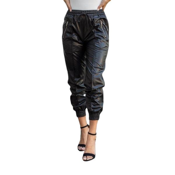 women's pants & capris 2021 women high waist pu leather harem casual ladies lace up drawstring ankle length black trousers, Black;white
women's pants & capris 2021 women high waist pu leather harem casual ladies lace up drawstring ankle length black trousers, Black;white