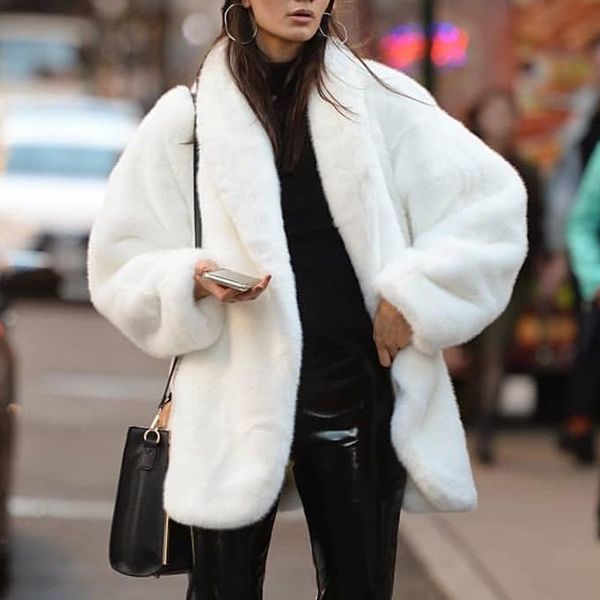 women's wool & blends ins winter white women coat streetwear fleece parkas oversized faux fur thick warm outerwear loose clothing, Black
women's wool & blends ins winter white women coat streetwear fleece parkas oversized faux fur thick warm outerwear loose clothing, Black