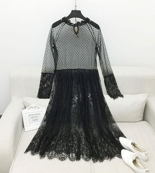 women transparent lace mesh dress long sleeve female chic see through dress party club dresses vestidos beach cover up, Black;gray
women transparent lace mesh dress long sleeve female chic see through dress party club dresses vestidos beach cover up, Black;gray