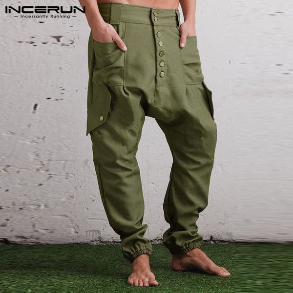 incerun men casual pants solid color multi pockets button joggers streetwear trousers men fashion drop crotch harem pants s-5xl c0222, Black
incerun men casual pants solid color multi pockets button joggers streetwear trousers men fashion drop crotch harem pants s-5xl c0222, Black