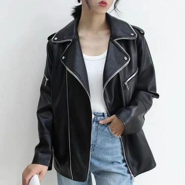 2021 new streetwear faux jacket women loose turn down collar black biker leather coats autumn ladies long sleeve moto outwear ntec
2021 new streetwear faux jacket women loose turn down collar black biker leather coats autumn ladies long sleeve moto outwear ntec
