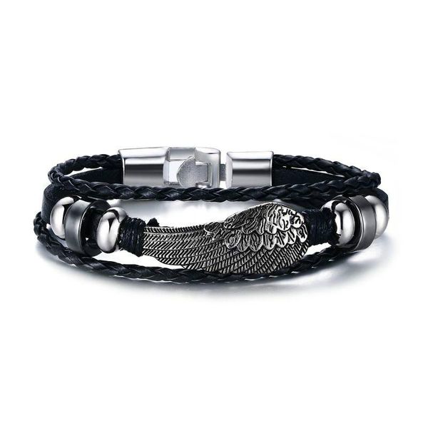 charm bracelets black multi-layer leather men's bracelet wing man wristbands vintage jewlery 2021, Golden;silver
charm bracelets black multi-layer leather men's bracelet wing man wristbands vintage jewlery 2021, Golden;silver