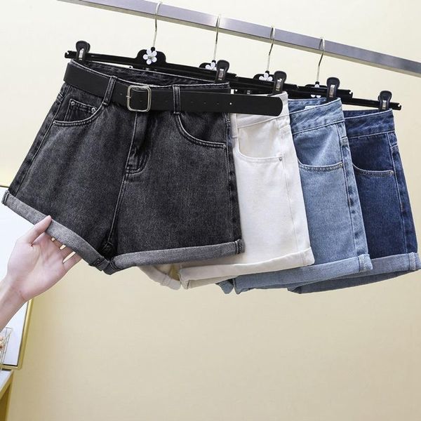 women's shorts white high waist denim women casual 2021 summer beach vacation streetwear wide leg loose jeans (no belt), White;black
women's shorts white high waist denim women casual 2021 summer beach vacation streetwear wide leg loose jeans (no belt), White;black