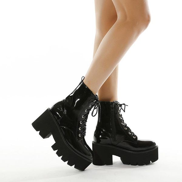 boots big size autumn and winter women's with thick short lace up british style high heel, Black
boots big size autumn and winter women's with thick short lace up british style high heel, Black