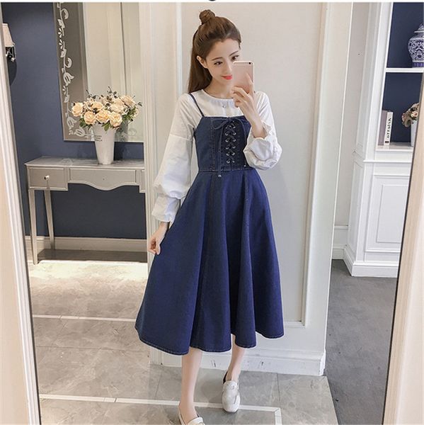 2021 female spring sweet denim sleeveless midwaist ribbon midi dress women's clothes d842 ll4z, Black;gray
2021 female spring sweet denim sleeveless midwaist ribbon midi dress women's clothes d842 ll4z, Black;gray