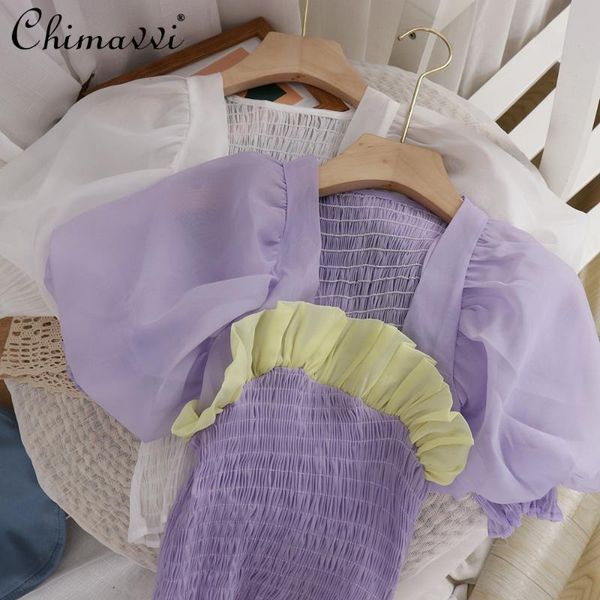 women's blouses & shirts summer square collar contrast color short puff sleeve shirt sweet girl women slimming chiffon blouse, White
women's blouses & shirts summer square collar contrast color short puff sleeve shirt sweet girl women slimming chiffon blouse, White