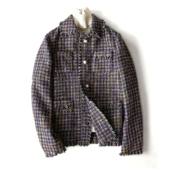 women's wool & blends retro little fragrance style european and american autumn winter temperament plaid single-breasted jacket women b, Black
women's wool & blends retro little fragrance style european and american autumn winter temperament plaid single-breasted jacket women b, Black