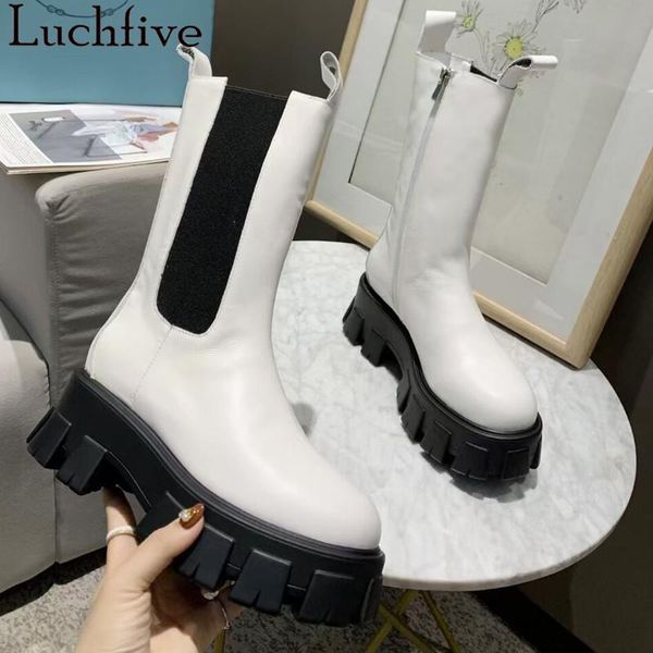 boots arrival round toe platform square heels ladies shoes slip on leather for women black white botas mujer 
boots arrival round toe platform square heels ladies shoes slip on leather for women black white botas mujer